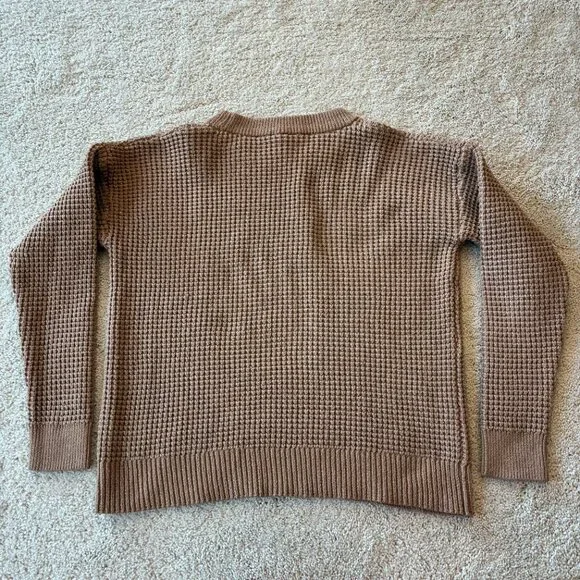 Time and Tru Waffle-Knit Crew Neck Long-Sleeve Sweater - Picture 4 of 8